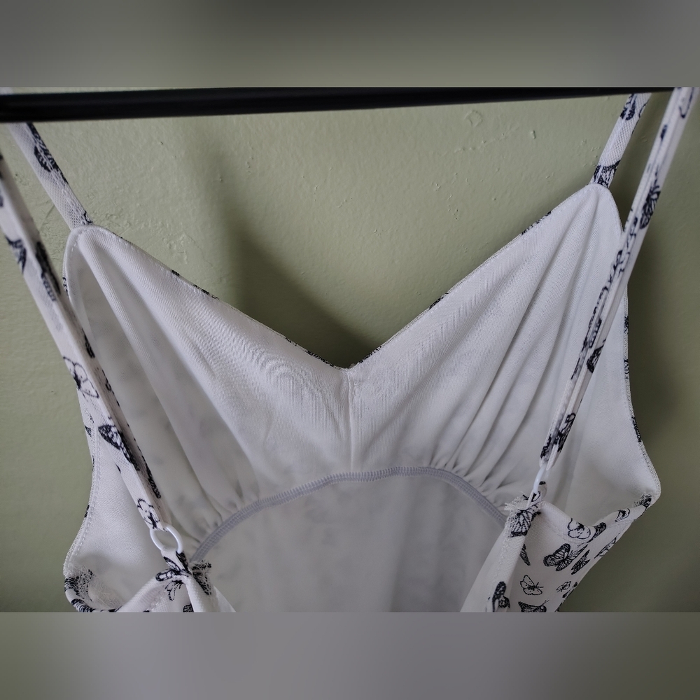*NWT* No Comment Women's XL White Spaghetti Strap Butterfly Print Lined Dress - Picture 13 of 15